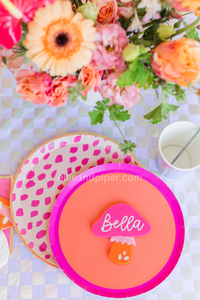 Hot Pink Spotted Dinner Plates - Ellie and Piper