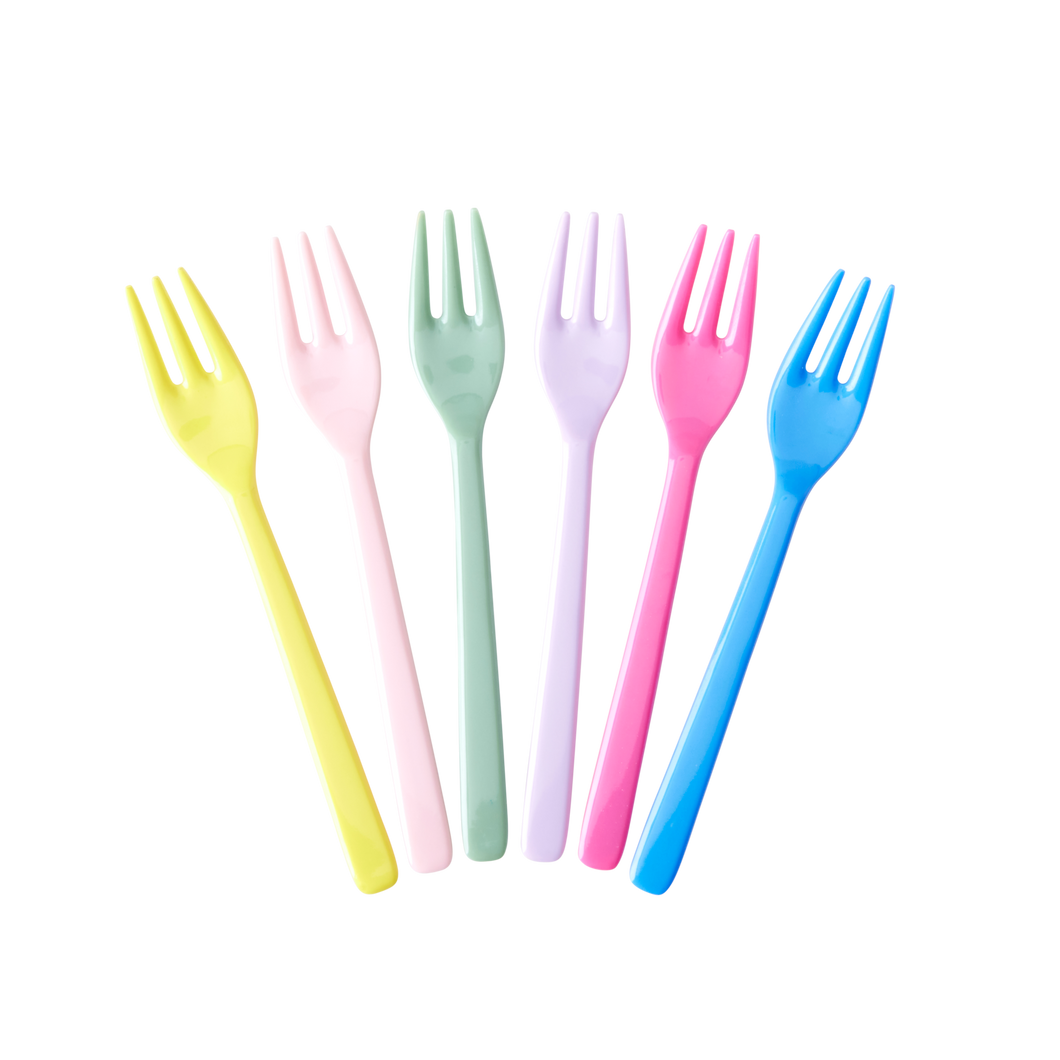 Bright Melamine Cake Forks (Set of 6) - Ellie and Piper