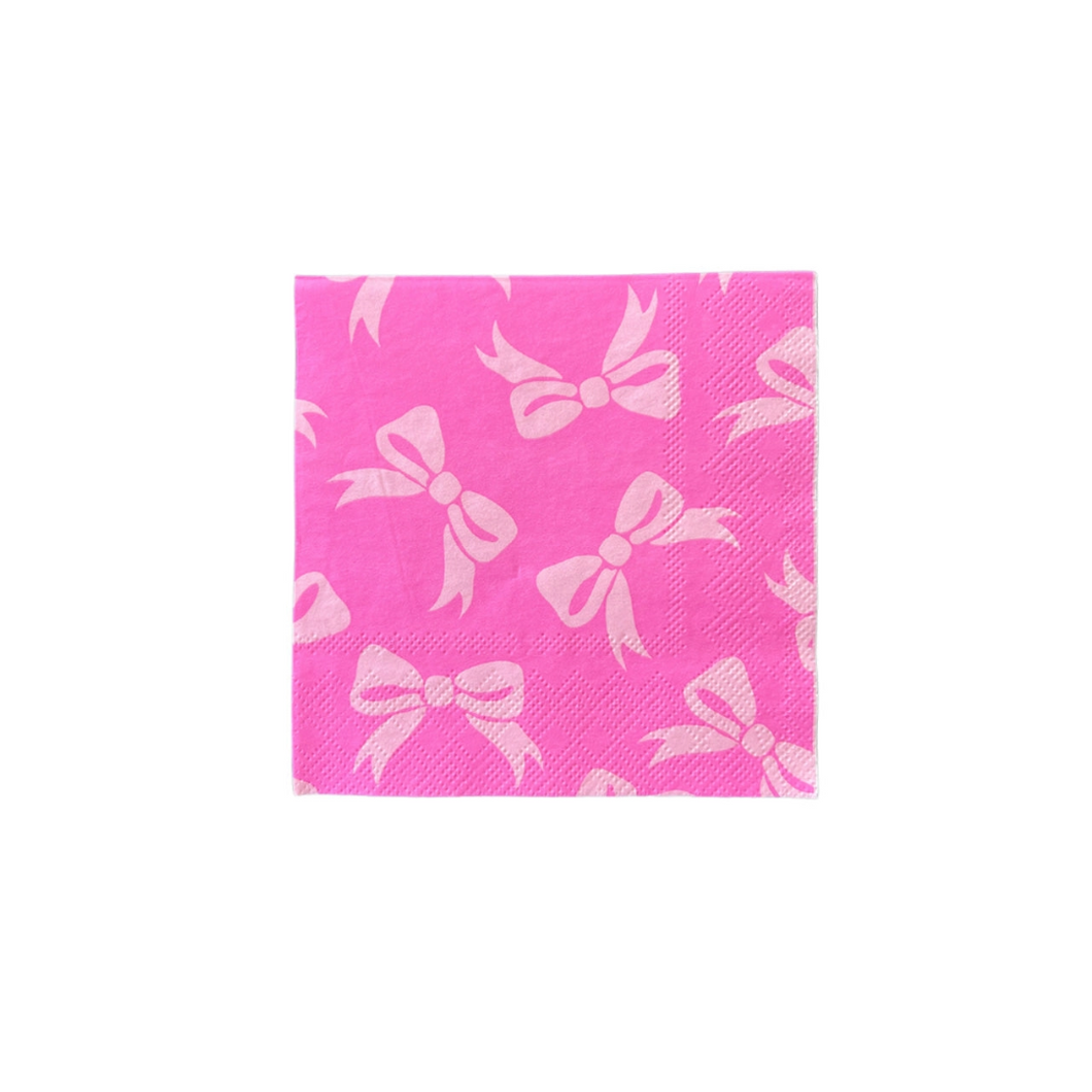 Eloise Pink Bow Cocktail Napkins