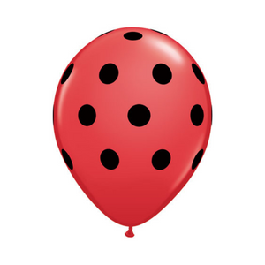 11" Red and Black Polka Dots Latex Balloon - Ellie and Piper