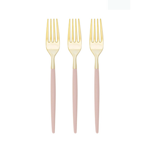 Round Blush & Gold Forks - Ellie and Piper