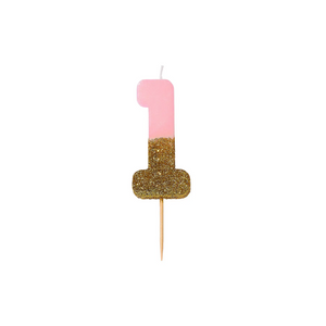 Assorted Gold Glitter Number Candle (Sold Individually) - Ellie and Piper