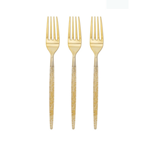 Round Gold Glitter Forks - Ellie and Piper