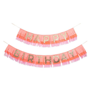 Pink Happy Birthday Fringe Garland - Ellie and Piper