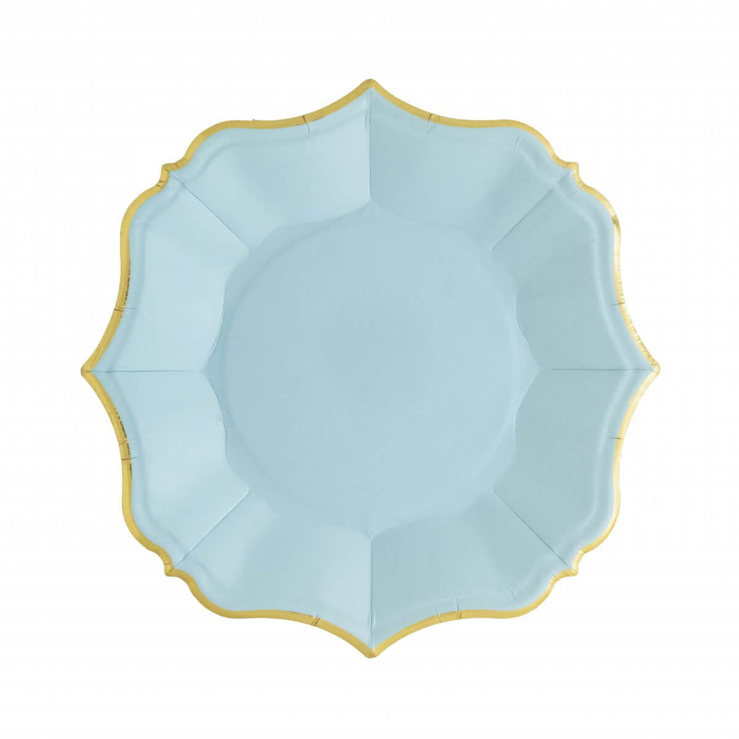 Ornate Sky Blue Dessert Paper Plates - Ellie and Piper