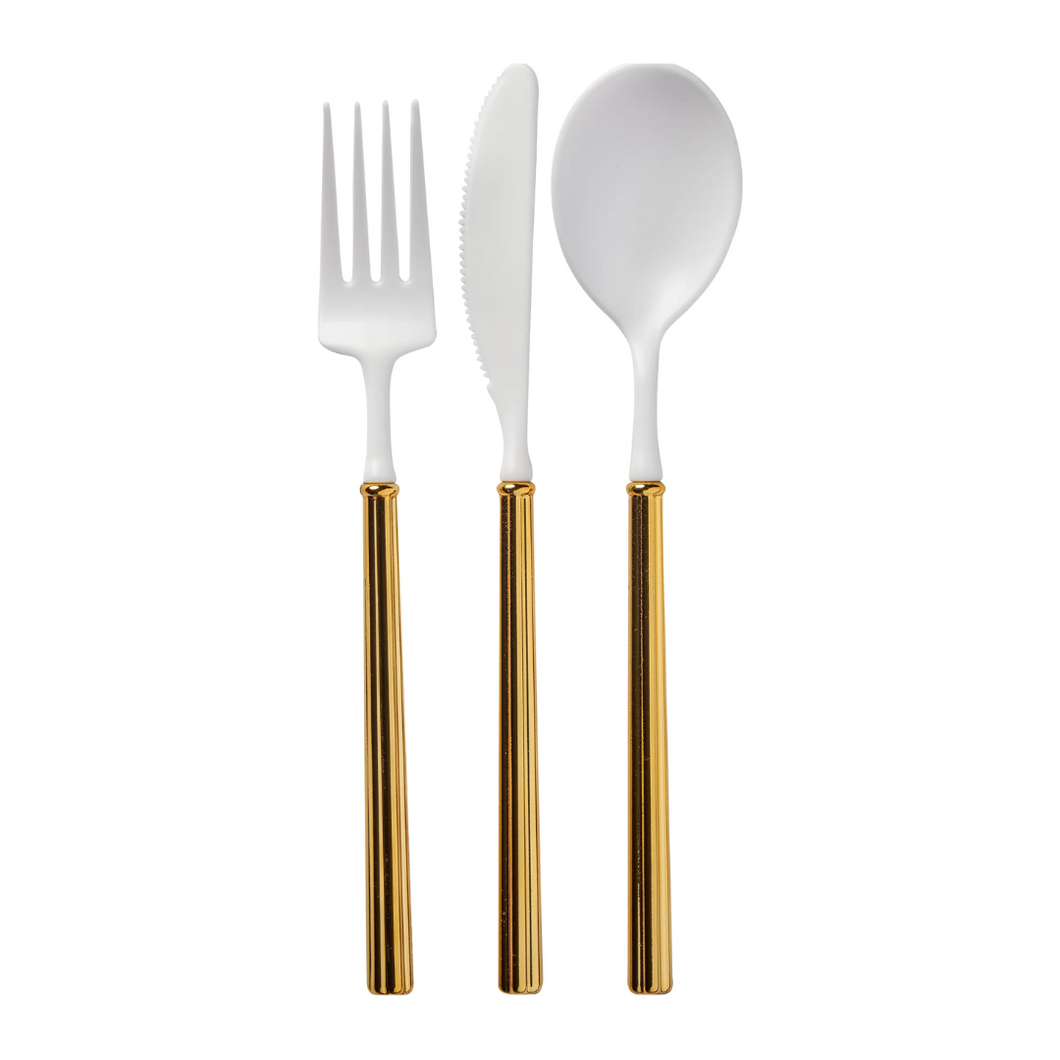 White And Gold 24pc Villa Assorted Cutlery Set - Ellie and Piper