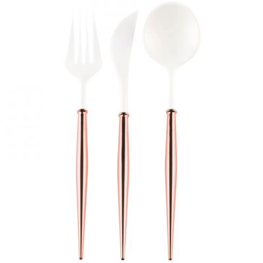 White And Rose Gold 24pc Assorted Cutlery Set - Ellie and Piper