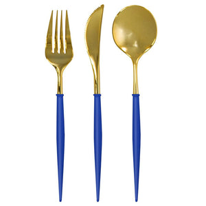 Blue And Gold 24pc Assorted Cutlery Set - Ellie and Piper