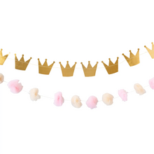 Princess Crowns and Pom Pom Tulle Banner Set - Ellie and Piper