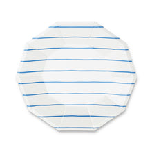 Frenchie Striped Large Paper Plates - Cobalt Blue - Ellie and Piper