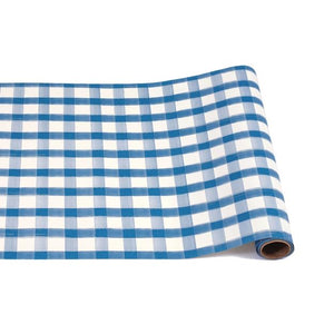 Blue Painted Gingham Checkered Table Runner - Ellie and Piper