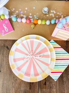 Pink Stripe Side Plates - Ellie and Piper