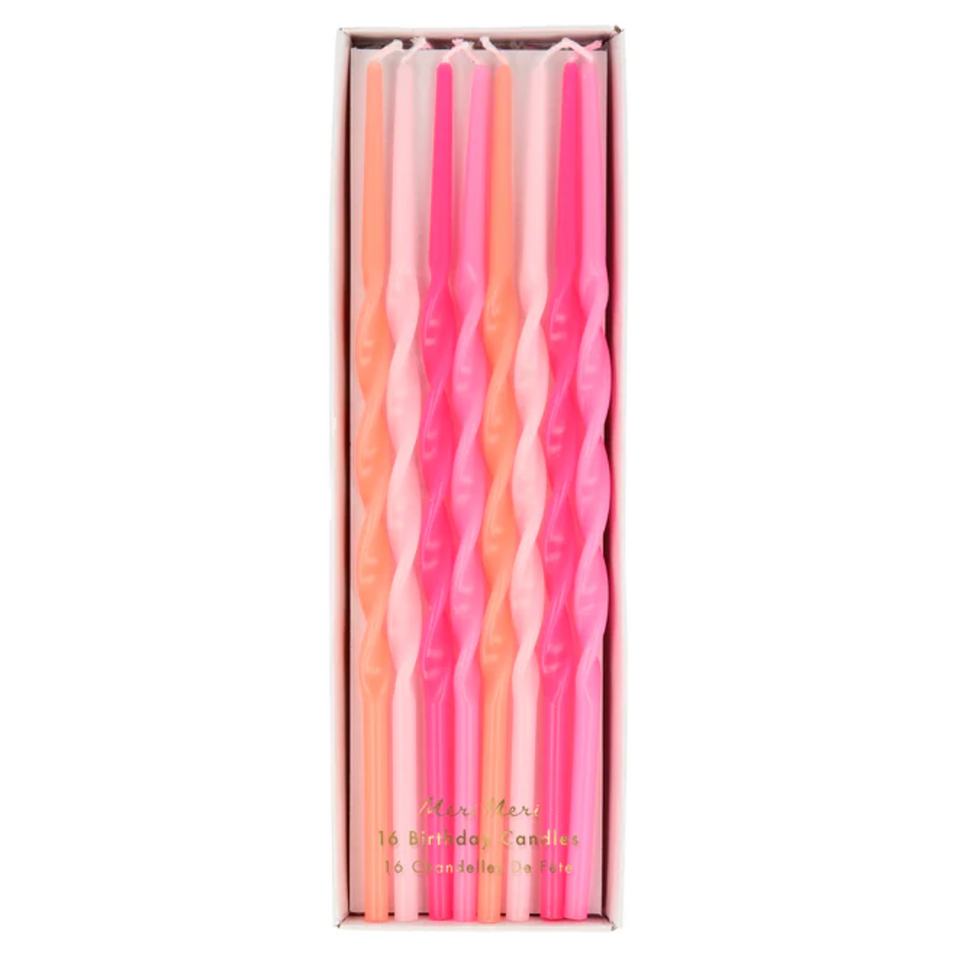 Pink Twisted Long Candles - Ellie and Piper