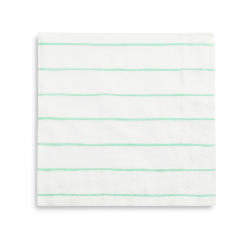 Frenchie Striped Large Napkins - Mint - Ellie and Piper